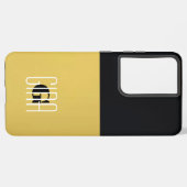 モノグラムブラック金ゴールド&かわいらしガーリーイニシャル SAMSUNG GALAXYケース (左側面)