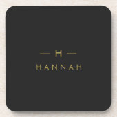 モノグラムブラック金ゴールド |ミニマモダンリストエレガント コースター (正面)