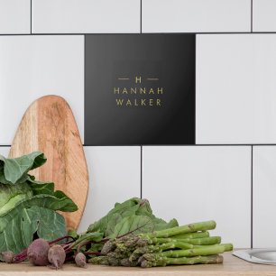 モノグラムブラック金ゴールド  ミニマモダンリストエレガント タイル