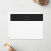 モノグラムブラック金ゴールド |ミニマモダンリストエレガント ノートカード (正面/裏面インサイチュ)