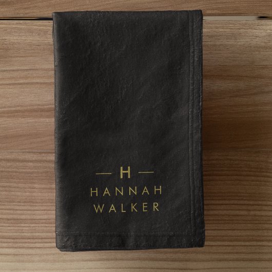 モノグラムブラック金ゴールド |ミニマモダンリストエレガント ハンドタオル