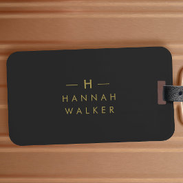 モノグラムブラック金ゴールド |ミニマモダンリストエレガント ラゲッジタグ