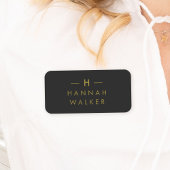 モノグラムブラック金ゴールド |ミニマモダンリストエレガント 名札