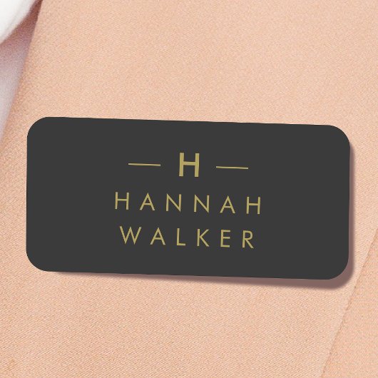 モノグラムブラック金ゴールド |ミニマモダンリストエレガント 名札