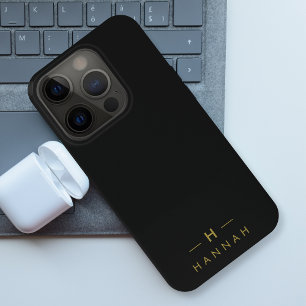 モノグラムブラック金ゴールド ミニマモダンリストエレガント iPhone 15 PROケース