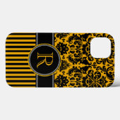 モノグラムブラック、イエローダマスクストライプのiPadエアケース Case-Mate iPhoneケース (裏面 (横))