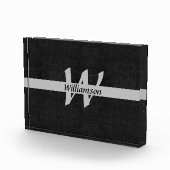 モノグラムブラック&グレーネームイニシャルズオフィスギフト フォトブロック (右)