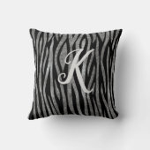 モノグラムブラック&シルバーグリッターゼブラプリント クッション (裏面)