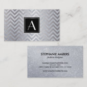 モノグラムブラック/シルバーボックスシェブロングリッター 名刺 (正面/裏面)