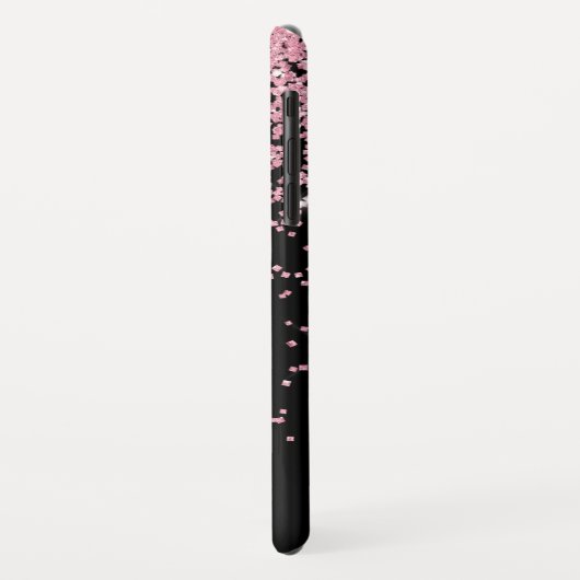 モノグラムブラック&ピンクスパークルとグリッター Case-Mate iPhoneケース (裏面/左)