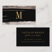 モノグラムブラック/ブラシ金ゴールド |木材 名刺 (正面/裏面)