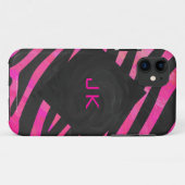 モノグラムブラック&ホットピンクゼブラデザイン Case-Mate iPhoneケース (裏面(横))
