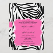 モノグラムブラック、ホワイトとホットピンクゼブラ結婚ズ 招待状 (正面/裏面)