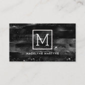 モノグラムブラック&ホワイトエレガントきらめく 名刺 (正面)