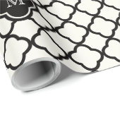 モノグラムブラック&ホワイトクローバーパタ結婚ーン ラッピングペーパー (ロールコーナー)