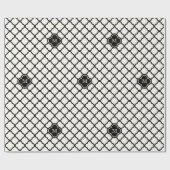 モノグラムブラック&ホワイトクローバーパタ結婚ーン ラッピングペーパー (フラット)