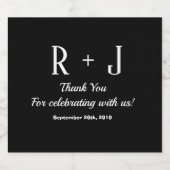 モノグラムブラック&ホワイトサンキュー結婚ズ リキュールボトルラベル (シングルラベル)
