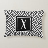 モノグラムブラック&ホワイトダイヤモンドパターン アクセントクッション (裏面)