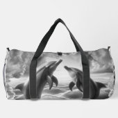 モノグラムブラック&ホワイトドルフィンズ海 | ダッフルバッグ (裏面)