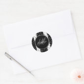 モノグラムブラック&ホワイトミュージカルストライプステッカー ラウンドシール (封筒)