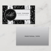 モノグラムブラック&ホワイトミュージック名刺 名刺 (正面/裏面)