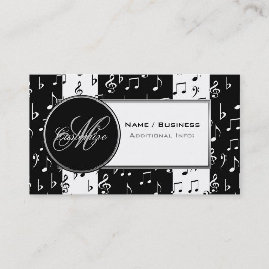 モノグラムブラック&ホワイトミュージック名刺 名刺 (正面)