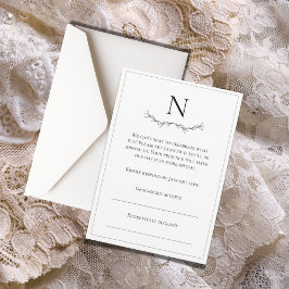 モノグラムブラック&ホワイトモダン 出欠カード