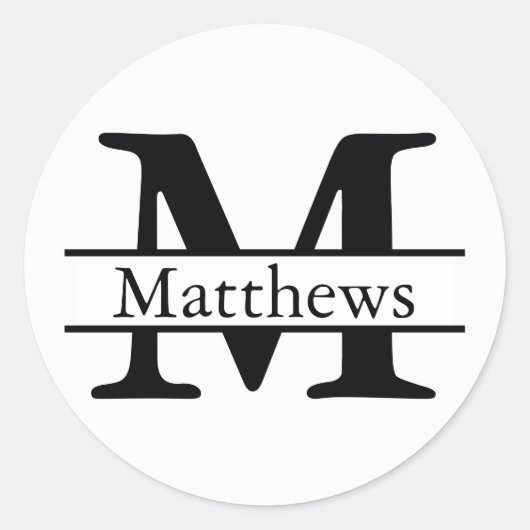 モノグラムブラック&ホワイト名 – サークルシール ラウンドシール (正面)