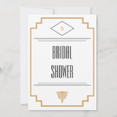 モノグラムブラック、金ゴールドおよびホワイトアールデコブライダル 招待状 (裏面)