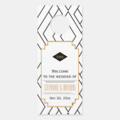 モノグラムブラック、金ゴールドとホワイトアールデコ結婚ズ ドアノブサイン (裏面)