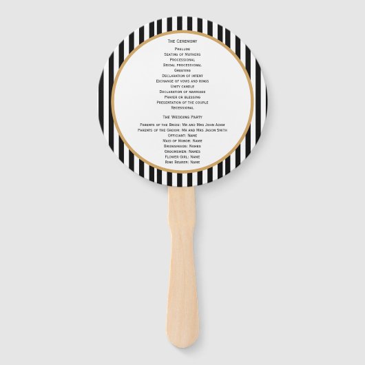 モノグラムブラック、金ゴールドとホワイトアールデコ結婚ズ ハンドファン (裏面)