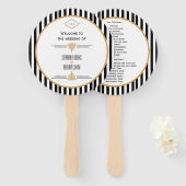 モノグラムブラック、金ゴールドとホワイトアールデコ結婚ズ ハンドファン (正面&裏面)