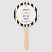 モノグラムブラック、金ゴールドとホワイトアールデコ結婚ズ ハンドファン (正面)