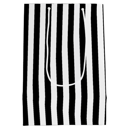 モノグラムブラック、金ゴールドとホワイトアールデコ結婚ズ ミディアムペーパーバッグ (裏面)