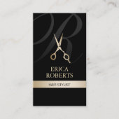 モノグラムブラック&金ゴールド美容師アポイントメント 予約カード (正面)