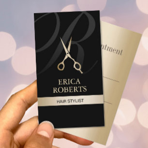 モノグラムブラック&金ゴールド美容師アポイントメント 予約カード