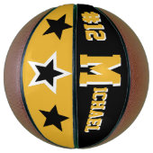 モノグラムブラック、金ゴールド、およびホワイト バスケットボール (縦)