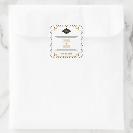 モノグラムブラック、金ゴールド、ホワイトアールデコありがとう スクエアシール (バッグ)