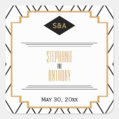 モノグラムブラック、金ゴールド、ホワイトアールデコありがとう スクエアシール (正面)