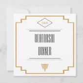 モノグラムブラック、金ゴールド、ホワイトアールデコリハーサル 招待状 (裏面)