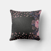 モノグラムブラックROSEGOLDピンクメタリックグリッターガール クッション (裏面)