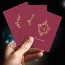 モノグラムブルグンディフェイク金ゴールドクレストエレガントヴィンテージ