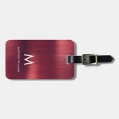 モノグラムブルゴーニュフェイクブラシ仕上げ金属鋼 ラゲッジタグ (正面横)