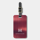 モノグラムブルゴーニュフェイクブラシ仕上げ金属鋼 ラゲッジタグ (正面縦)