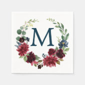 モノグラムブルゴーニュ海軍結婚のカクテルナプキン スタンダードカクテルナプキン (正面)