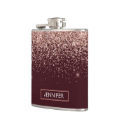 モノグラムブルゴーニュ赤面ピンクローズ金ゴールドグリッター フラスク (左)