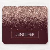 モノグラムブルゴーニュ赤面ピンクローズ金ゴールドグリッター マウスパッド (正面)