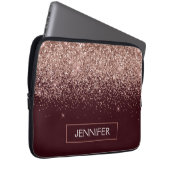 モノグラムブルゴーニュ赤面ピンクローズ金ゴールドグリッター ラップトップスリーブ (正面右)