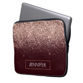 モノグラムブルゴーニュ赤面ピンクローズ金ゴールドグリッター ラップトップスリーブ (正面左)