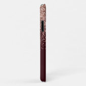 モノグラムブルゴーニュ赤面ピンクローズ金ゴールドグリッター Case-Mate iPhoneケース (裏面/右)